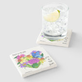 Gemalte Blume im Herzen, Verse aus den Sprichwörte Steinuntersetzer (Seitenansicht)