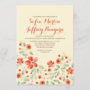 gemalte Blume lässige Hochzeitseinladung Einladung