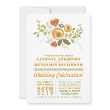 Gemalte Blume Moderne lässige Hochzeitseinladung