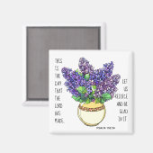 Gemalte Blume, Vers. aus Psalm 118:24 Magnet (Vorderseite/Rückseite)