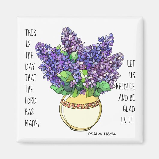 Gemalte Blume, Vers. aus Psalm 118:24 Magnet (Vorne)
