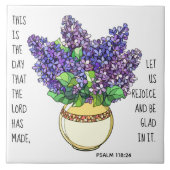 Gemalte Blume, Vers. von Psalm 118:24 Fliese (Vorderseite)