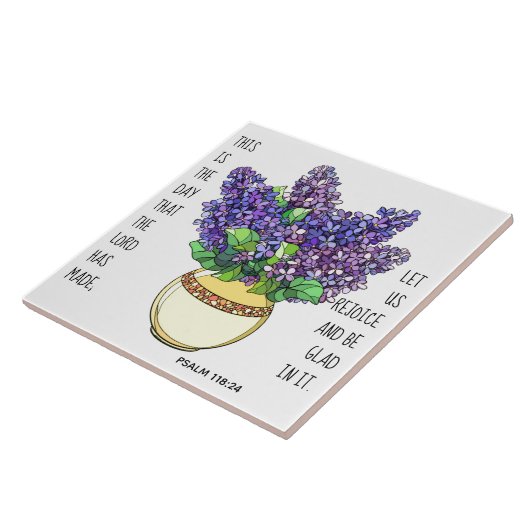 Gemalte Blume, Vers. von Psalm 118:24 Fliese (Seite)