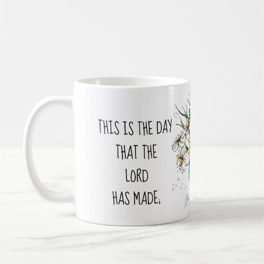 Gemalte Blume, Vers. von Psalm 118:24 Kaffeetasse (Links)