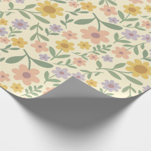 Gemalte Blumen in Lavendel Pfirsich Gelb Geschenkpapier
