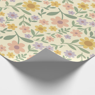 Gemalte Blumen in Lavendel Pfirsich Gelb Geschenkpapier