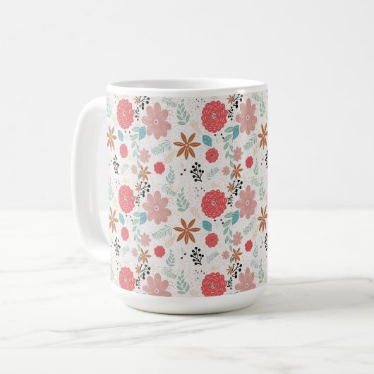 Gemalte Blumen Kaffeetasse (Vorderseite Links)
