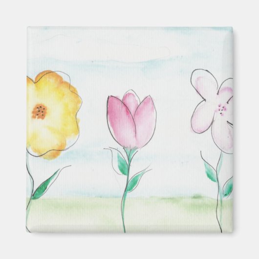 Gemalte Blumen Kunst Magnet (Vorne)