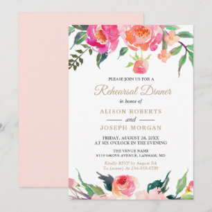 GEMALTE BLÜTEN Botanische Florale Probeessen Einladung