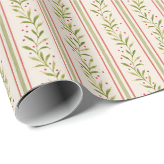 Gemalte botanische Streifen Geschenkpapier