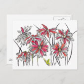 Gemalte Daisy-Blume Botanische Kunstfarben Zeichne Postkarte (Vorne/Hinten)
