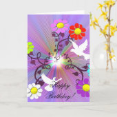 Gemalte Daisys und Tauben-Geburtstags-Karte Karte (Gelbe Blume)