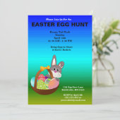 Gemalte Eier & Bunny Easter Egg Hunt Einladung (Stehend Vorderseite)