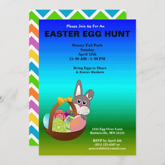 Gemalte Eier & Bunny Easter Egg Hunt Einladung (Vorne/Hinten)
