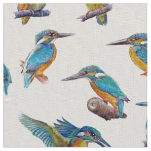 gemalte Eisvögel Stoff