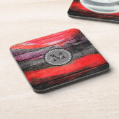 Gemalte Farben Holzoptik Monogramm #9 Untersetzer (Linke Seite)