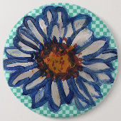 Gemalte Gänseblümchen, auf aquamarinem Checkered Button (Vorderseite)