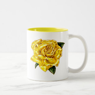 Gemalte gelbe Rose Zweifarbige Tasse