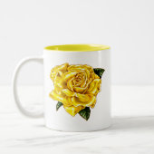 Gemalte gelbe Rose Zweifarbige Tasse (Links)
