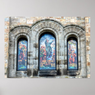 Gemalte Glasfenster erste Gemeinde Plymouth Poster