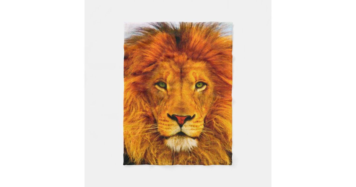 Gemalte grüne mit Augen Löwe-Fleece-Decke Fleecedecke | Zazzle.de