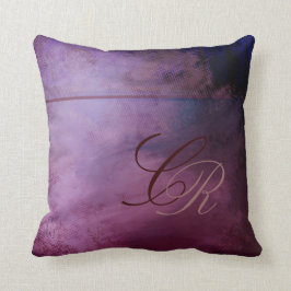 Gemalte Grunge-Monogramm-lila Kissen-Schablone Kissen