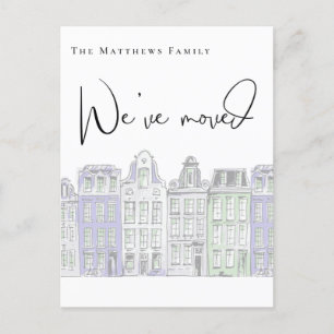 Gemalte Häuser Wasserfarbe Neue Zuhause Ankündigun Postkarte