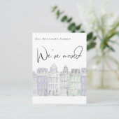 Gemalte Häuser Wasserfarbe Neue Zuhause Ankündigun Postkarte (Stehend Vorderseite)