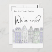 Gemalte Häuser Wasserfarbe Neue Zuhause Ankündigun Postkarte (Vorne/Hinten)