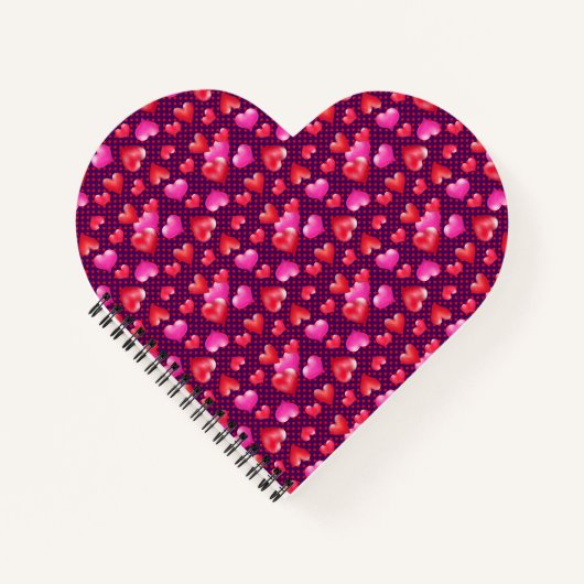 Gemalte Herzen auf Polka Dotted Lila | Valentine Notizblock (Vorderseite)