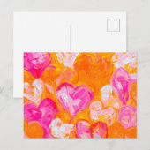Gemalte Herzen Lebendiges abstraktes Valentinstag- Postkarte (Vorne/Hinten)