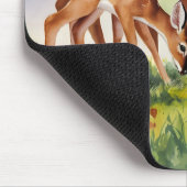 Gemalte Hirschmutter und -baby Mousepad (Ecke)