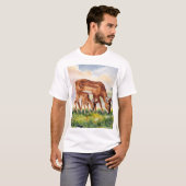 Gemalte Hirschmutter und Baby T-Shirt (Vorne ganz)