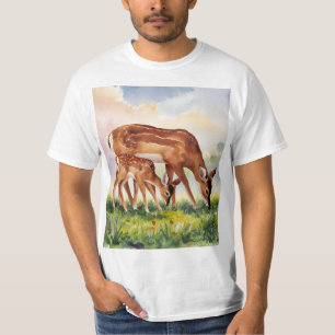 Gemalte Hirschmutter und Baby T-Shirt