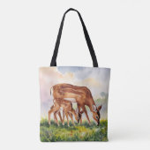 Gemalte Hirschmutter und -baby Tasche (Rückseite)