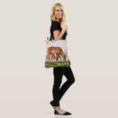Gemalte Hirschmutter und -baby Tasche (Am Model)