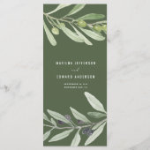 Gemalte Hochzeit des Ölzweigs Aquarell Menükarte (Rückseite)