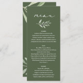 Gemalte Hochzeit des Ölzweigs Aquarell Menükarte (Vorne/Hinten)