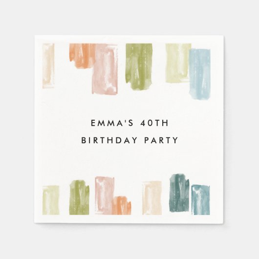 Gemalte Juwelen Wasserfarbe Personalisiert Serviette (Vorderseite)