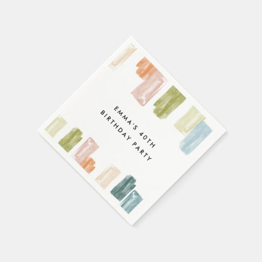 Gemalte Juwelen Wasserfarbe Personalisiert Serviette (Ecke)