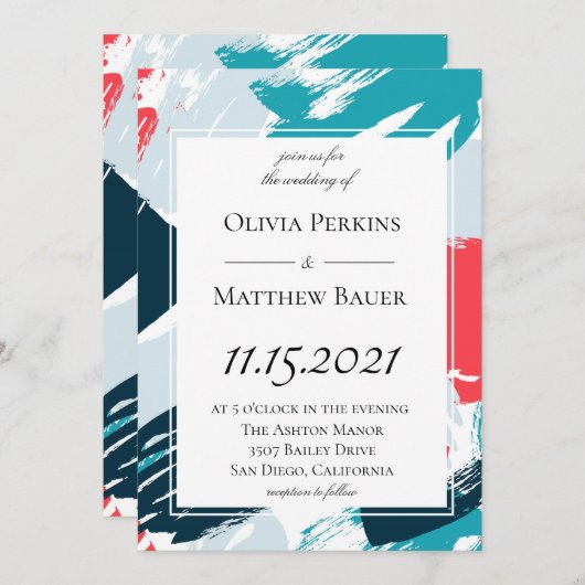 Gemalte karibische Hochzeits-Einladung Einladung (Vorne/Hinten)