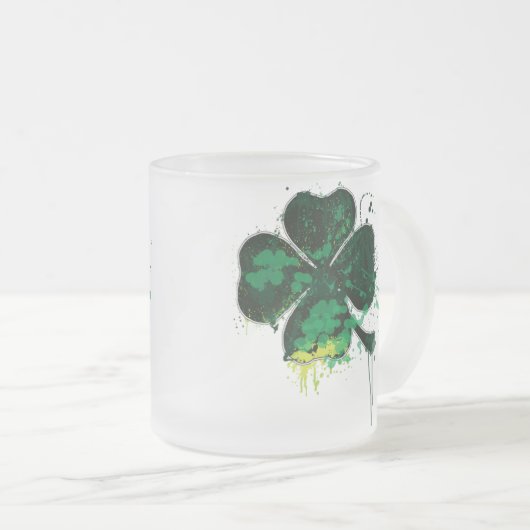 GEMALTE KLEE-TASSE MATTGLASTASSE (VorderseiteRechts)