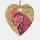 Gemalte kleine rote Henne Keramikornament (Rechts)