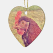 Gemalte kleine rote Henne Keramikornament (Links)