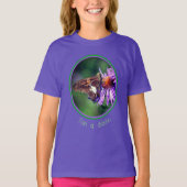 Gemalte Lady Butterfly auf Wild Aster Blume T-Shirt (Vorderseite)