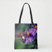 Gemalte Lady Butterfly auf Wild Aster Blume Tasche (Vorderseite)