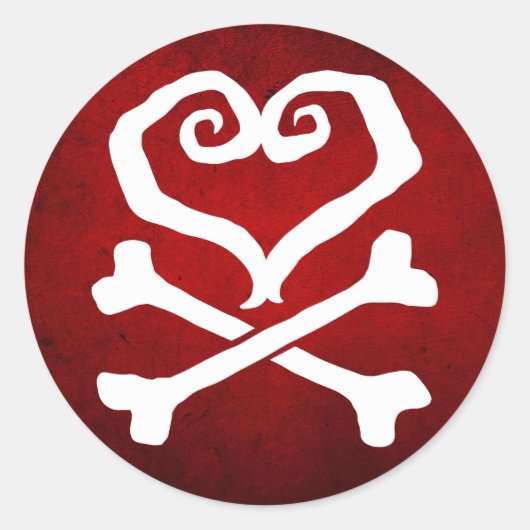 "Gemalte Liebe" Herz und Kreuz Runder Aufkleber (Vorderseite)