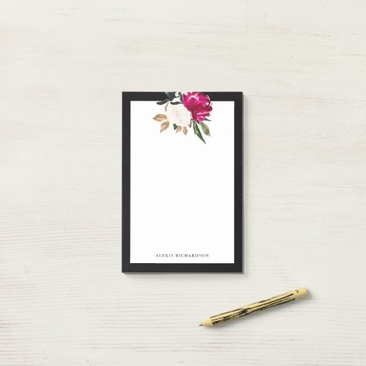 Gemalte Magnolie Post-it Klebezettel (Auf Schreibtisch)