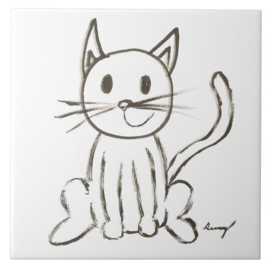 Gemalte Miezekatze-Fliese Fliese (Vorderseite)