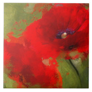 Gemalte Mohnblumen-Fliese Fliese